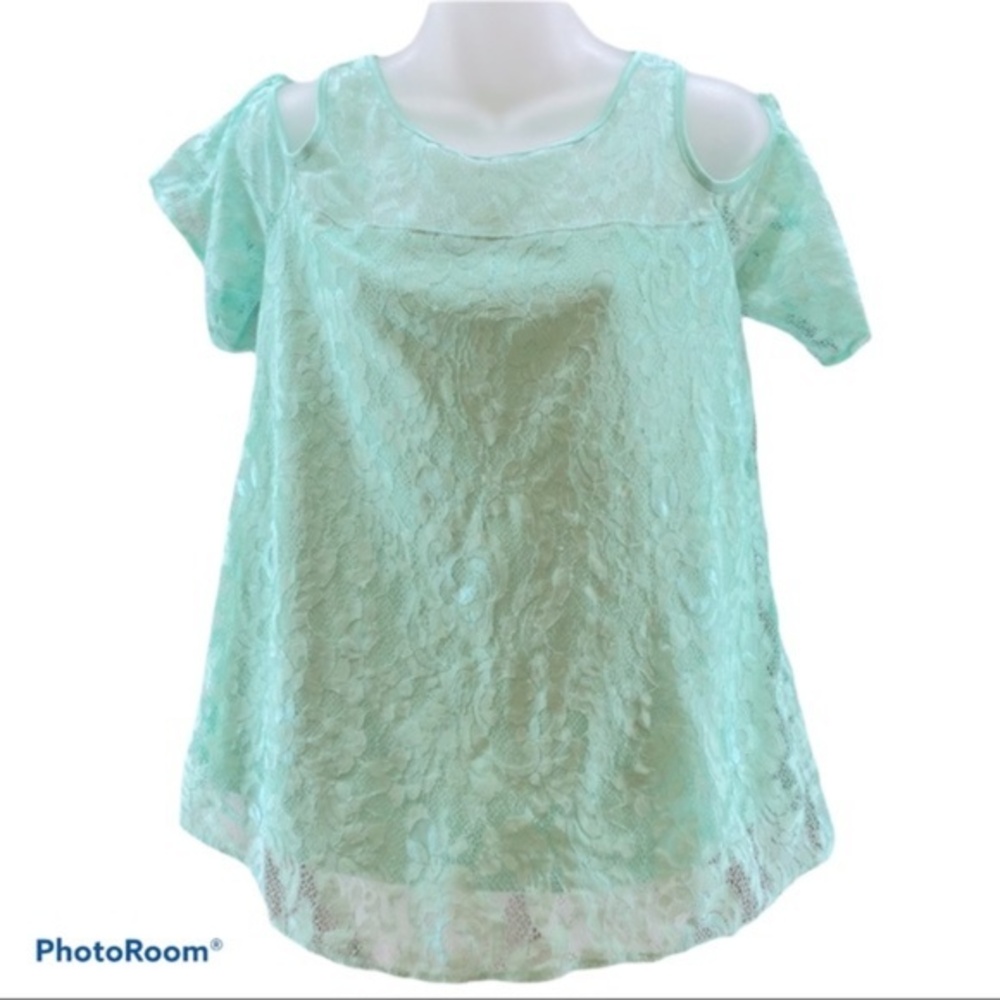NAÏF Teal Short Sleeve Cold Shoulder Top Size M